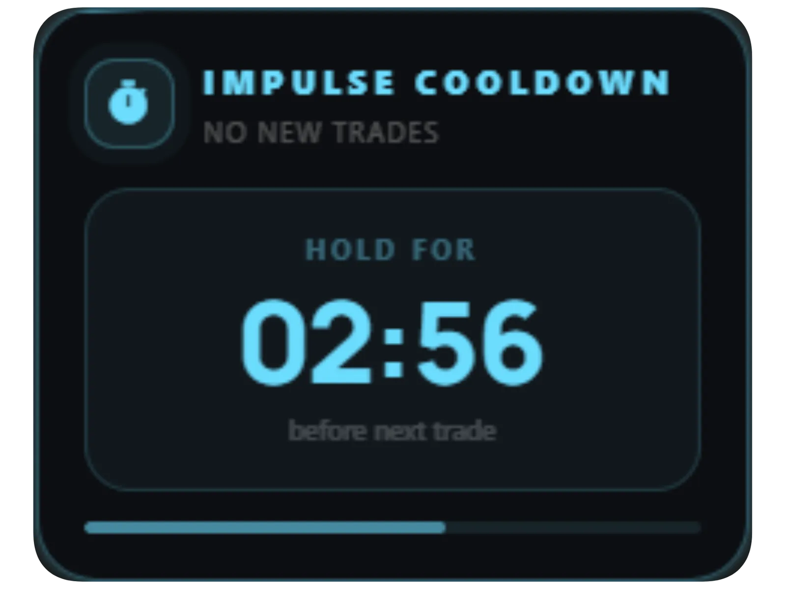 Impulse cooldown timer showing time left before the next trade